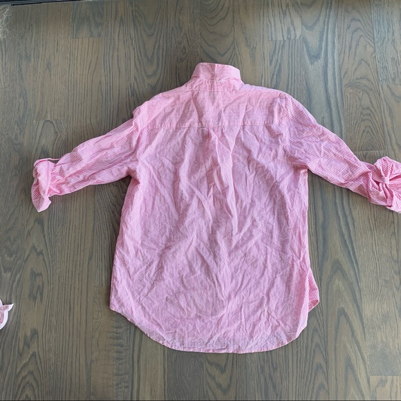 Duffield Lane Pink Seersucker Blouse Sz L - Picture 3 of 3